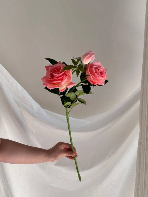 3-head Silk Rose stem Faux Flower Place