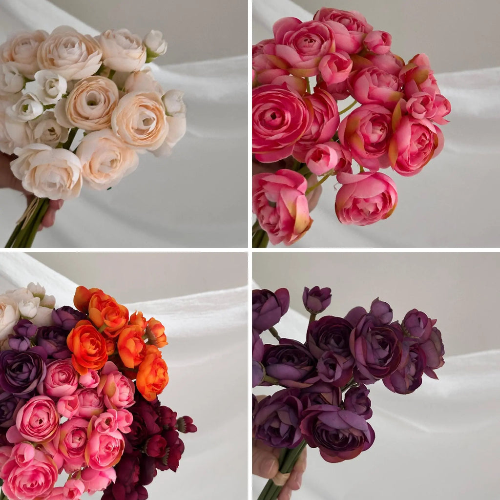 Min Faux Ranunculus bouquet, pinkartificial Ranunculus bunch,faux ranunculus flowers, Holiday Home flower arrangement, wedding bouquet Faux Flower Place