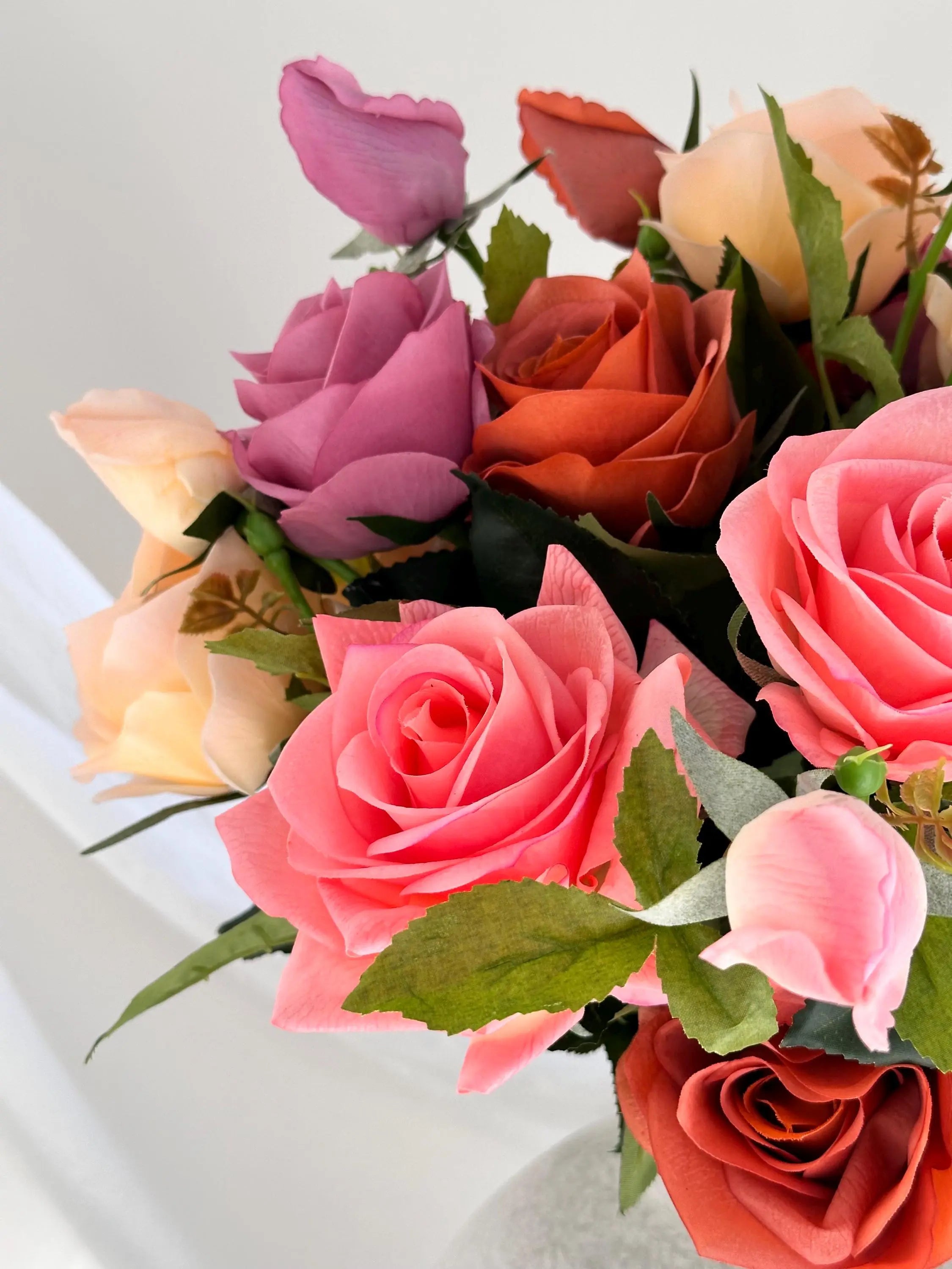 3-head Silk Rose stem Faux Flower Place