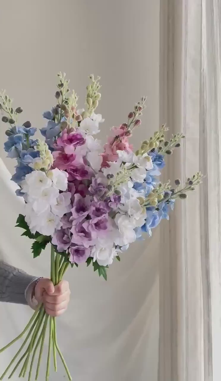 Artificial Delphinium Flower Branch With Buds