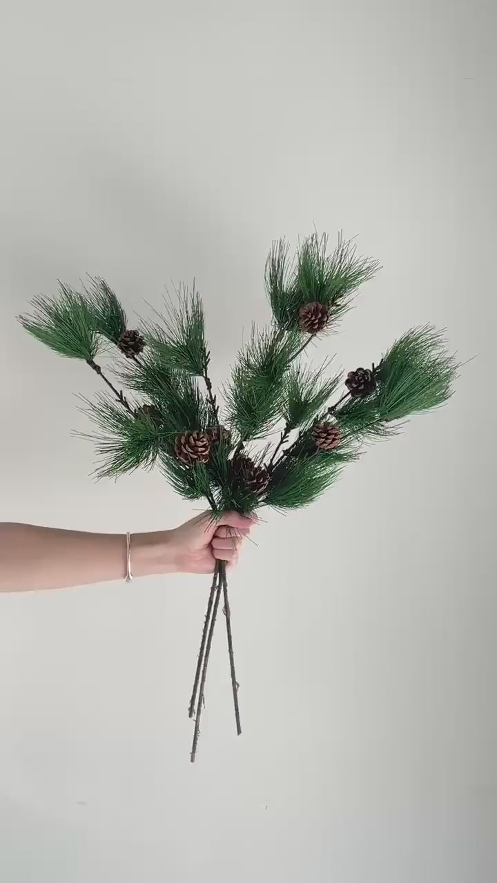 Artificial Pine Needles Branch with Pine Cone