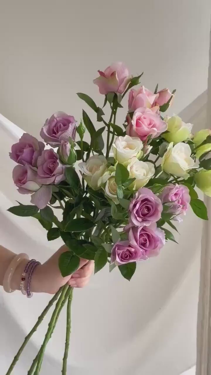5-Head Pink Artificial Rose