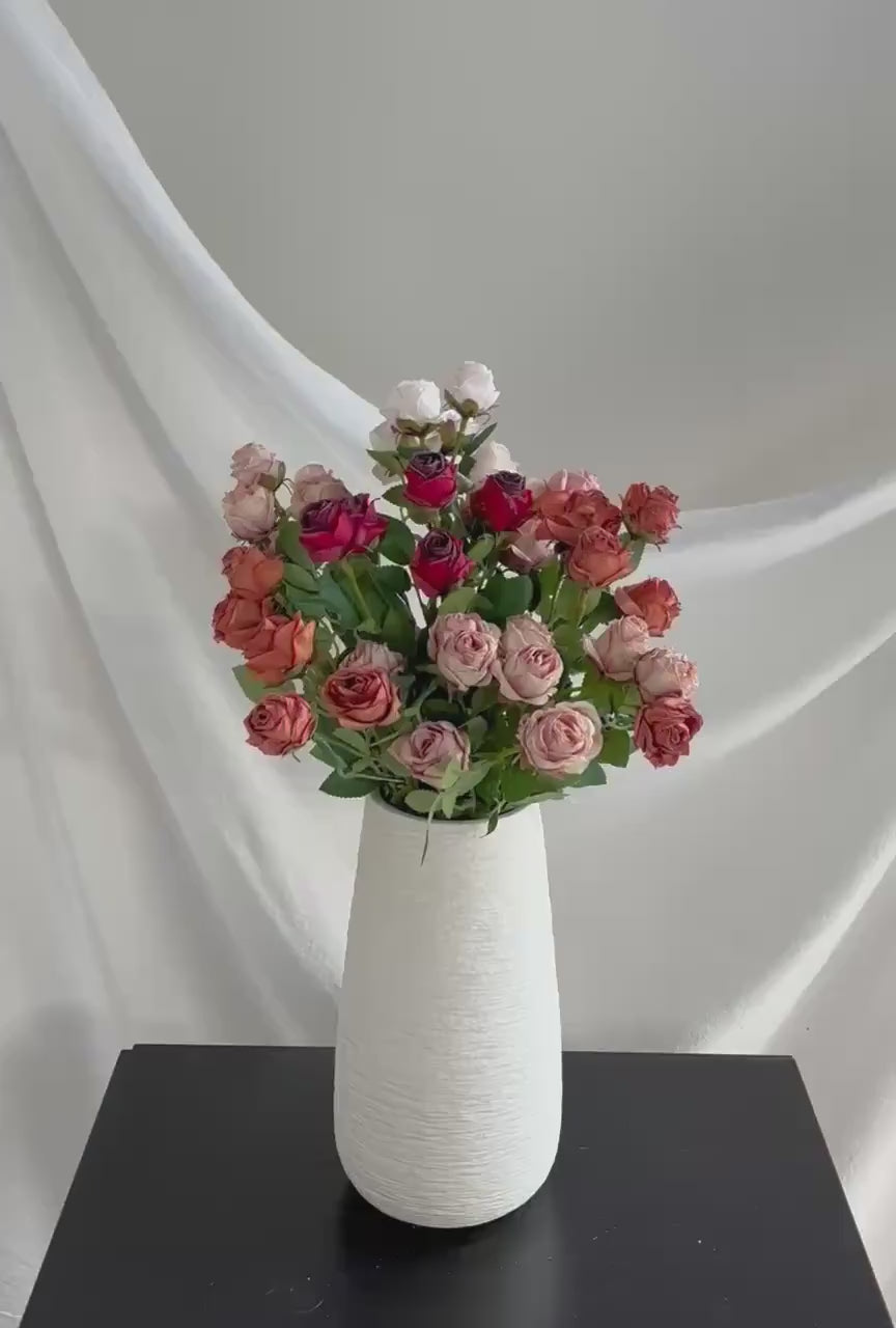 Silk 5-Head Pink Rose Stem
